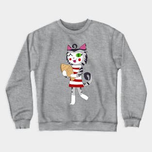 Chibi Cat w/ Taiyaki cake 1 Crewneck Sweatshirt
